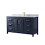 Wyndham Collection Daria 60" Free Standing Single Vanity Set with MDF Cabinet, Marble Vanity Top, and Undermount Sink Dark Blue