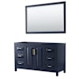 Wyndham Collection Daria 59" Single Free Standing Vanity Cabinet - Less Vanity Top Dark Blue / Brushed Gold Hardware