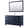 Wyndham Collection Daria 60" Free Standing Single Basin Vanity Set with Cabinet, Cultured Marble Vanity Top, and Framed Mirror Dark Blue / White Cultured Marble Top / Brushed Gold Hardware