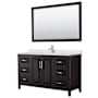 Wyndham Collection Daria 60" Free Standing Single Basin Vanity Set with Cabinet, Quartz Vanity Top, and Framed Mirror Dark Espresso / Giotto Quartz Top / Polished Chrome Hardware