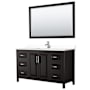 Wyndham Collection Daria 60" Free Standing Single Basin Vanity Set with Cabinet, Cultured Marble Vanity Top, and Framed Mirror Dark Espresso / White Cultured Marble Top / Polished Chrome Hardware