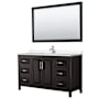 Wyndham Collection Daria 60" Free Standing Single Basin Vanity Set with Cabinet, Quartz Vanity Top, and Framed Mirror Dark Espresso / White Quartz Top / Polished Chrome Hardware