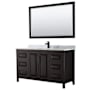 Wyndham Collection Daria 60" Free Standing Single Vanity Set with MDF Cabinet, Marble Vanity Top, Undermount Sink, and Framed Mirror Dark Espresso / White Carrara Marble Top / Matte Black Hardware