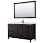 Wyndham Collection Daria 60" Free Standing Single Basin Vanity Set with Cabinet, Quartz Vanity Top, and Framed Mirror Dark Espresso / Giotto Quartz Top / Matte Black Hardware