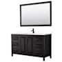 Wyndham Collection Daria 60" Free Standing Single Basin Vanity Set with Cabinet, Cultured Marble Vanity Top, and Framed Mirror Dark Espresso / White Cultured Marble Top / Matte Black Hardware