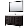 Wyndham Collection Daria 60" Free Standing Single Basin Vanity Set with Cabinet, Quartz Vanity Top, and Framed Mirror Dark Espresso / White Quartz Top / Matte Black Hardware