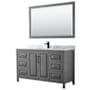 Wyndham Collection Daria 60" Free Standing Single Vanity Set with MDF Cabinet, Marble Vanity Top, Undermount Sink, and Framed Mirror Dark Gray / White Carrara Marble Top / Matte Black Hardware