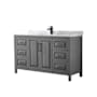 Wyndham Collection Daria 60" Free Standing Single Vanity Set with MDF Cabinet, Marble Vanity Top, and Undermount Sink Dark Gray / White Carrara Marble Top / Matte Black Hardware