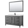 Wyndham Collection Daria 60" Free Standing Single Basin Vanity Set with Cabinet, Quartz Vanity Top, and Framed Mirror Dark Gray / Giotto Quartz Top / Matte Black Hardware