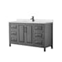 Wyndham Collection Daria 60" Free Standing Single Basin Vanity Set with Cabinet and Quartz Vanity Top Dark Gray / Giotto Quartz Top / Matte Black Hardware