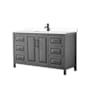 Wyndham Collection Daria 60" Free Standing Single Basin Vanity Set with Cabinet and Cultured Marble Vanity Top Dark Gray / White Cultured Marble Top / Matte Black Hardware