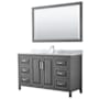 Wyndham Collection Daria 60" Free Standing Single Vanity Set with MDF Cabinet, Marble Vanity Top, Undermount Sink, and Framed Mirror Dark Gray / White Carrara Marble Top / Polished Chrome Hardware