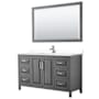 Wyndham Collection Daria 60" Free Standing Single Basin Vanity Set with Cabinet, Cultured Marble Vanity Top, and Framed Mirror Dark Gray / White Cultured Marble Top / Polished Chrome Hardware