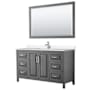 Wyndham Collection Daria 60" Free Standing Single Basin Vanity Set with Cabinet, Quartz Vanity Top, and Framed Mirror Dark Gray / White Quartz Top / Polished Chrome Hardware