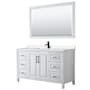 Wyndham Collection Daria 60" Free Standing Single Basin Vanity Set with Cabinet, Cultured Marble Vanity Top, and Framed Mirror White / Carrara Cultured Marble Top / Matte Black Hardware