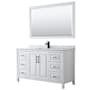 Wyndham Collection Daria 60" Free Standing Single Vanity Set with MDF Cabinet, Marble Vanity Top, Undermount Sink, and Framed Mirror White / White Carrara Marble Top / Matte Black Hardware