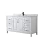 Wyndham Collection Daria 60" Free Standing Single Vanity Set with MDF Cabinet, Marble Vanity Top, and Undermount Sink White / White Carrara Marble Top / Matte Black Hardware