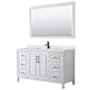 Wyndham Collection Daria 60" Free Standing Single Basin Vanity Set with Cabinet, Quartz Vanity Top, and Framed Mirror White / Giotto Quartz Top / Matte Black Hardware