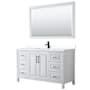 Wyndham Collection Daria 60" Free Standing Single Basin Vanity Set with Cabinet, Cultured Marble Vanity Top, and Framed Mirror White / White Cultured Marble Top / Matte Black Hardware