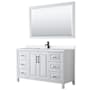 Wyndham Collection Daria 60" Free Standing Single Basin Vanity Set with Cabinet, Quartz Vanity Top, and Framed Mirror White / White Quartz Top / Matte Black Hardware