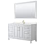 Wyndham Collection Daria 60" Free Standing Single Basin Vanity Set with Cabinet, Cultured Marble Vanity Top, and Framed Mirror White / Carrara Cultured Marble Top / Brushed Gold Hardware