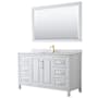 Wyndham Collection Daria 60" Free Standing Single Vanity Set with MDF Cabinet, Marble Vanity Top, Undermount Sink, and Framed Mirror White / White Carrara Marble Top / Brushed Gold Hardware