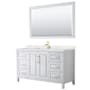 Wyndham Collection Daria 60" Free Standing Single Basin Vanity Set with Cabinet, Quartz Vanity Top, and Framed Mirror White / Giotto Quartz Top / Brushed Gold Hardware