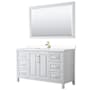 Wyndham Collection Daria 60" Free Standing Single Basin Vanity Set with Cabinet, Cultured Marble Vanity Top, and Framed Mirror White / White Cultured Marble Top / Brushed Gold Hardware