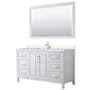 Wyndham Collection Daria 60" Free Standing Single Basin Vanity Set with Cabinet, Quartz Vanity Top, and Framed Mirror White / White Quartz Top / Brushed Gold Hardware