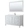Wyndham Collection Daria 60" Free Standing Single Basin Vanity Set with Cabinet, Cultured Marble Vanity Top, and Framed Mirror White / Carrara Cultured Marble Top / Polished Chrome Hardware
