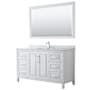 Wyndham Collection Daria 60" Free Standing Single Vanity Set with MDF Cabinet, Marble Vanity Top, Undermount Sink, and Framed Mirror White / White Carrara Marble Top / Polished Chrome Hardware