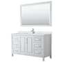 Wyndham Collection Daria 60" Free Standing Single Basin Vanity Set with Cabinet, Quartz Vanity Top, and Framed Mirror White / Giotto Quartz Top / Polished Chrome Hardware