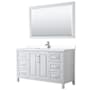 Wyndham Collection Daria 60" Free Standing Single Basin Vanity Set with Cabinet, Cultured Marble Vanity Top, and Framed Mirror White / White Cultured Marble Top / Polished Chrome Hardware