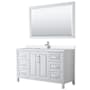 Wyndham Collection Daria 60" Free Standing Single Basin Vanity Set with Cabinet, Quartz Vanity Top, and Framed Mirror White / White Quartz Top / Polished Chrome Hardware