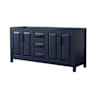 Wyndham Collection Daria 71" Double Free Standing Vanity Cabinet Only - Less Vanity Top Dark Blue / Matte Black Hardware