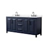 Wyndham Collection Daria 72" Free Standing Double Basin Vanity Set with Cabinet and Quartz Vanity Top Dark Blue / White Quartz Top / Matte Black Hardware