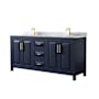 Wyndham Collection Daria 72" Free Standing Double Vanity Set with MDF Cabinet, Marble Vanity Top, and 2 Undermount Sinks Dark Blue