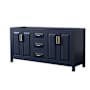 Wyndham Collection Daria 71" Double Free Standing Vanity Cabinet Only - Less Vanity Top Dark Blue / Brushed Gold Hardware