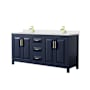 Wyndham Collection Daria 72" Free Standing Double Basin Vanity Set with Cabinet and Quartz Vanity Top Dark Blue / Giotto Quartz Top / Brushed Gold Hardware