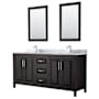 Wyndham Collection Daria 72" Free Standing Double Vanity Set with MDF Cabinet, Marble Vanity Top, 2 Undermount Sinks, and 2 Framed Mirrors Dark Espresso / White Carrara Marble Top / Polished Chrome Hardware