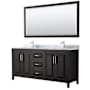 Wyndham Collection Daria 72" Free Standing Double Vanity Set with MDF Cabinet, Marble Vanity Top, 2 Undermount Sinks, and Framed Mirror Dark Espresso / White Carrara Marble Top / Polished Chrome Hardware