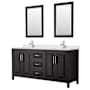 Wyndham Collection Daria 72" Free Standing Double Basin Vanity Set with Cabinet, Quartz Vanity Top, and Framed Mirror Dark Espresso / Giotto Quartz Top / Polished Chrome Hardware