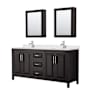 Wyndham Collection Daria 72" Free Standing Double Basin Vanity Set with Cabinet, Quartz Vanity Top, and Medicine Cabinet Dark Espresso / Giotto Quartz Top / Polished Chrome Hardware
