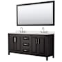 Wyndham Collection Daria 72" Free Standing Double Basin Vanity Set with Cabinet, Quartz Vanity Top, and Framed Mirror Dark Espresso / Giotto Quartz Top / Polished Chrome Hardware