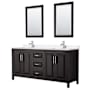 Wyndham Collection Daria 72" Free Standing Double Basin Vanity Set with Cabinet, Quartz Vanity Top, and Framed Mirror Dark Espresso / White Quartz Top / Polished Chrome Hardware