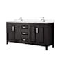 Wyndham Collection Daria 72" Free Standing Double Basin Vanity Set with Cabinet and Quartz Vanity Top Dark Espresso / White Quartz Top / Polished Chrome Hardware