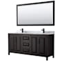Wyndham Collection Daria 72" Free Standing Double Vanity Set with MDF Cabinet, Marble Vanity Top, 2 Undermount Sinks, and Framed Mirror Dark Espresso / White Carrara Marble Top / Matte Black Hardware
