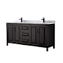 Wyndham Collection Daria 72" Free Standing Double Vanity Set with MDF Cabinet, Marble Vanity Top, and 2 Undermount Sinks Dark Espresso / White Carrara Marble Top / Matte Black Hardware