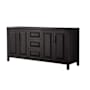 Wyndham Collection Daria 71" Double Free Standing Vanity Cabinet Only - Less Vanity Top Dark Espresso / Matte Black Hardware