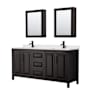Wyndham Collection Daria 72" Free Standing Double Basin Vanity Set with Cabinet, Quartz Vanity Top, and Medicine Cabinet Dark Espresso / Giotto Quartz Top / Matte Black Hardware